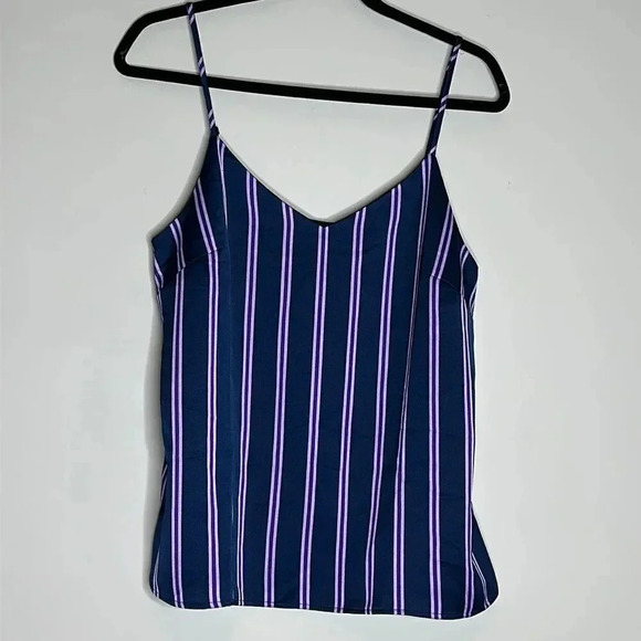 NWT Banana Republic Navy Blue Purple Striped Essential Cami Camisole Tank Top S - Picture 4 of 7
